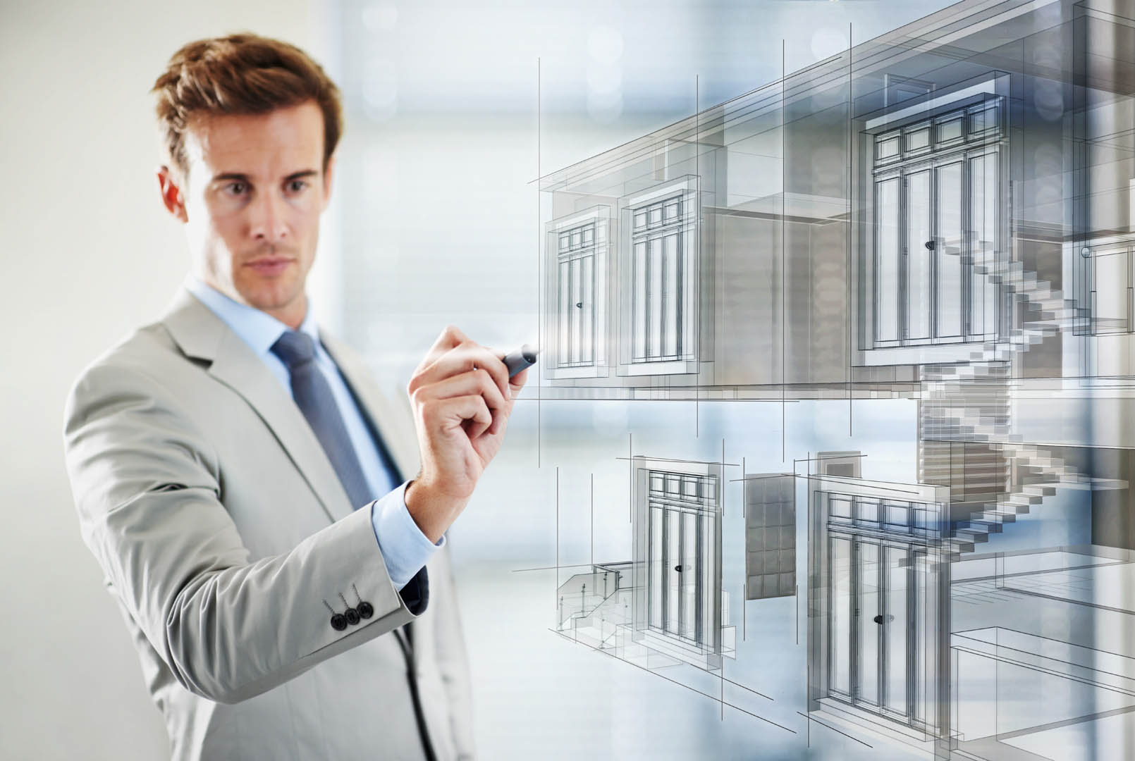 Tech professional working in modern office space